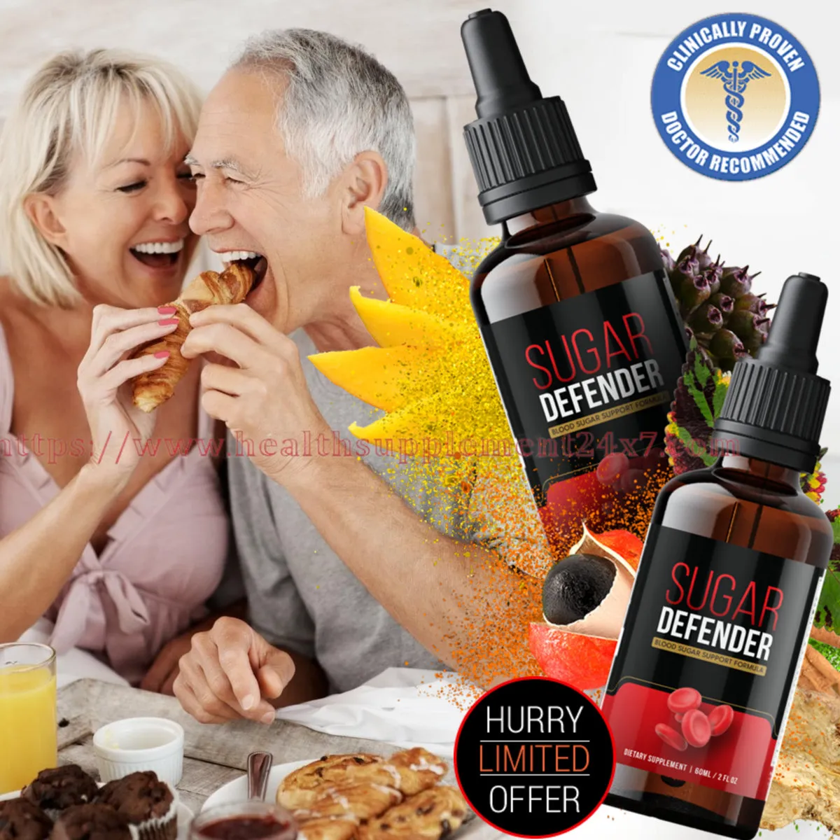 Happy senior couple happy  with Sugar Defender product